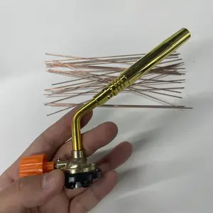 Adjustable Air Blow Torch with Welding Copper Strip, Manual Ignition Flame Tip for AC Units, Refrigerators, and Condenser Copper Tubes