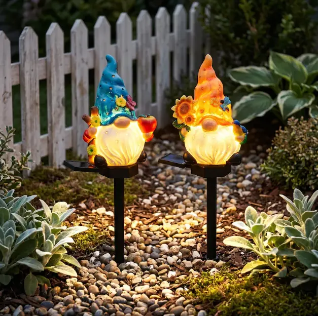 Solar Garden Gnome Stake Lights - Waterproof Outdoor Fairy Lanterns, Whimsical Pathway Decor, Cute Patio Sculpture Gift for Home Improvement Garden Supplies