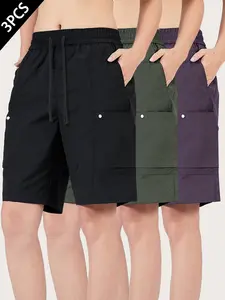 Women's Summer Outdoor Lightweight Quick-Dry Gym Shorts, Comfortable Fitness Running Shorts, Spring & Summer Exercise Wear, Lightweight Athletic Shorts