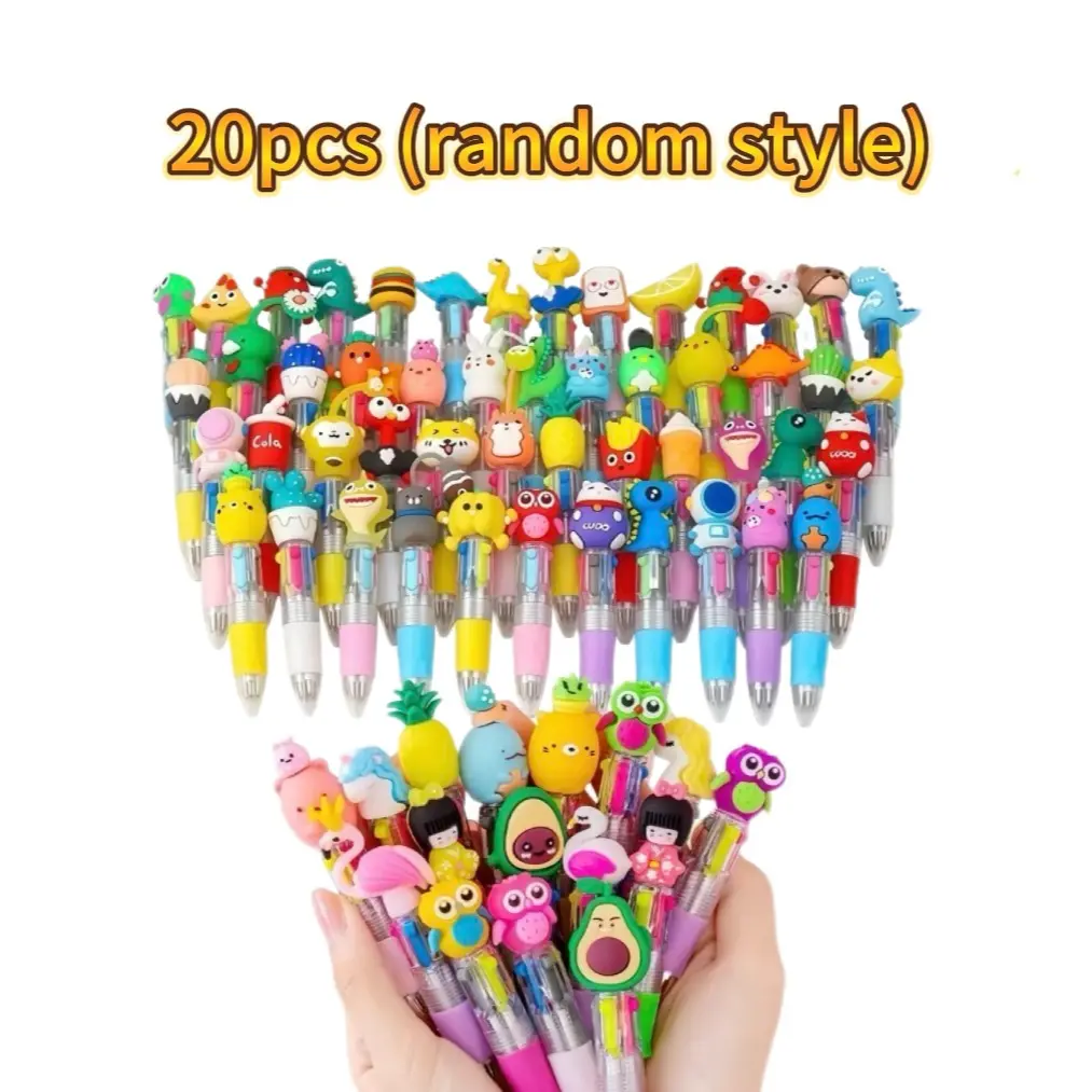 20 Pack Cartoon 4-Color Ballpoint Pens (Random Styles)