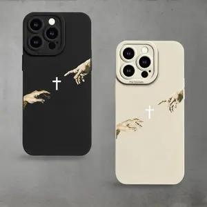 Protect Your Phone Soft Phone Case with Two Finger Crosses Cover Pattern Wave UV Printing Matte Phone Cover 360 Degree Full Protection for Iphone 17 11 12 13 14 15 16 Pro Max XR X/ XS 7 8 Plus SE Mini Xmax for Smartphone panda beautiful