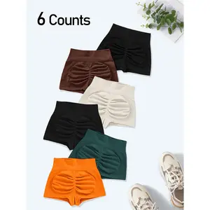 ELEGANT APPAREL CO. Women's High Waisted Shorts 6-Pack - Seamless Knit 3-Quarter Length, Form Fitting, Hip Lifting, Butt Sculpting, Soft, Multi-Size (European/American Fit), Toning, 360° Stretch, Built-In Shapewear, Seamless Shorts