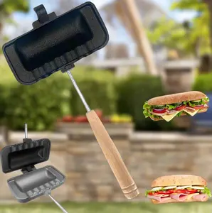 Effortless Breakfasts with Cast Aluminium Sandwich Maker - Quick Cooking, Easy to Clean with Removable Handle nostick pan none stick