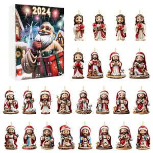 Nativity Advent Calendar 24 Days Christmas Countdown Calendar With Classic Jesus Ornaments Festive Holiday Decor