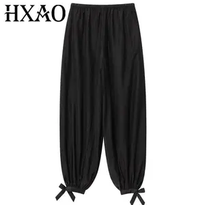 HXAO Baggy Balloon Pants Women's Pants Autumn 2025 Ladies Bow Oversize Black Baggy High Waist Pants Fashion Wide Leg Pants Woman