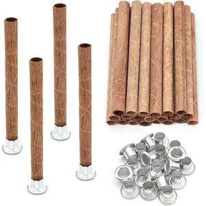 20 Set  Spiral Candle Wicks 4x0.32inch / 100x8mm,  Wick Tube with Iron Stands for Candle Making,  Round Wooden Wick Core  Candles Supplies