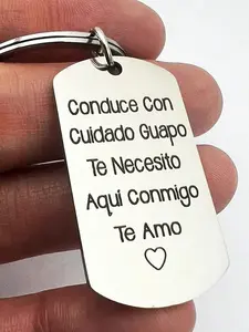 Stainless Steel Keychain, Personalized Concise Letter Pattern Metal Keychain for Men & Women, Trendy All-match & Exquisite Keychain for Birthday Gift