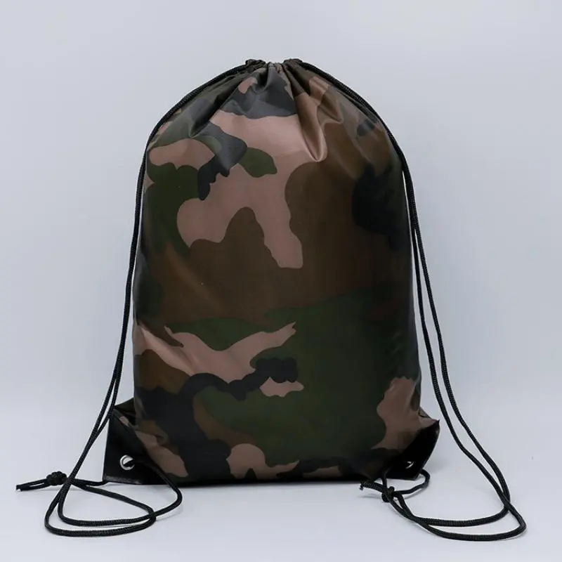 1pc Unisex Polyester Camo Drawstring Bag - Lightweight, Durable Lining, Fixed Shoulder Strap, Printed Design, All Seasons Functional Luggage for College Hiking, Adult Use, Drawstring Closure