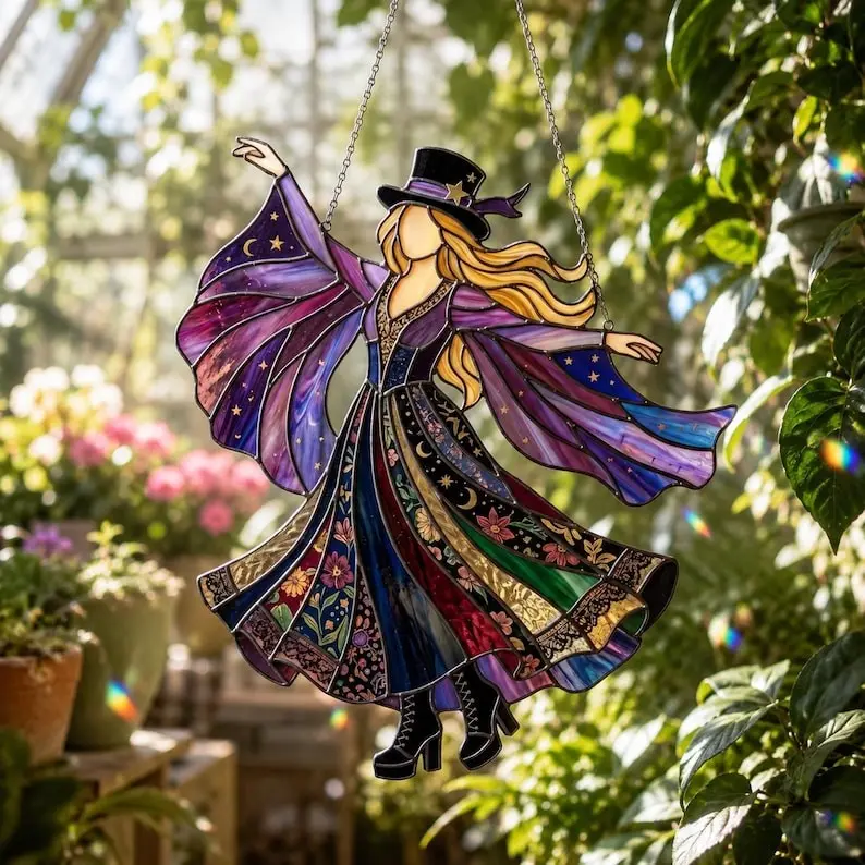 Witchy Acrylic Suncatcher, Stev.ie Ni.cks, Fleetwood Mac Inspired, Music Band Fan