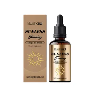 BushAid Sunless Tanning Drops To Drink 60ML/2FL.OZ Dietary Supplement with L-tyrosine & Lycopene for Ideal Tanned Complexion - Facial, Sunscreen sun screen truth j creen melanin friendly spf 45 black skin