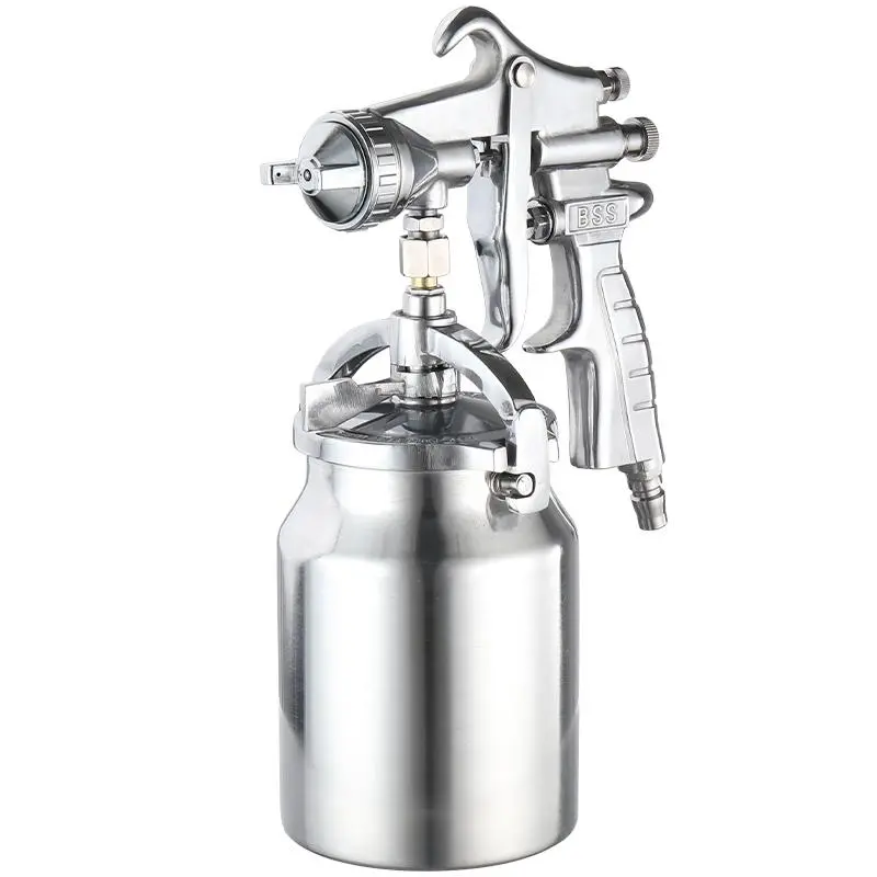 BSS PQ-2 Industrial Siphon Feed Spray Gun, 2.0mm Nozzle High Pressure Air Paint Gun with 1000ml (1L) Aluminum Cup,  Heavy Duty Pneumatic Sprayer for Large Area Painting, Woodworking, Metal Rust Prevention & Construction, 50-72 PSI