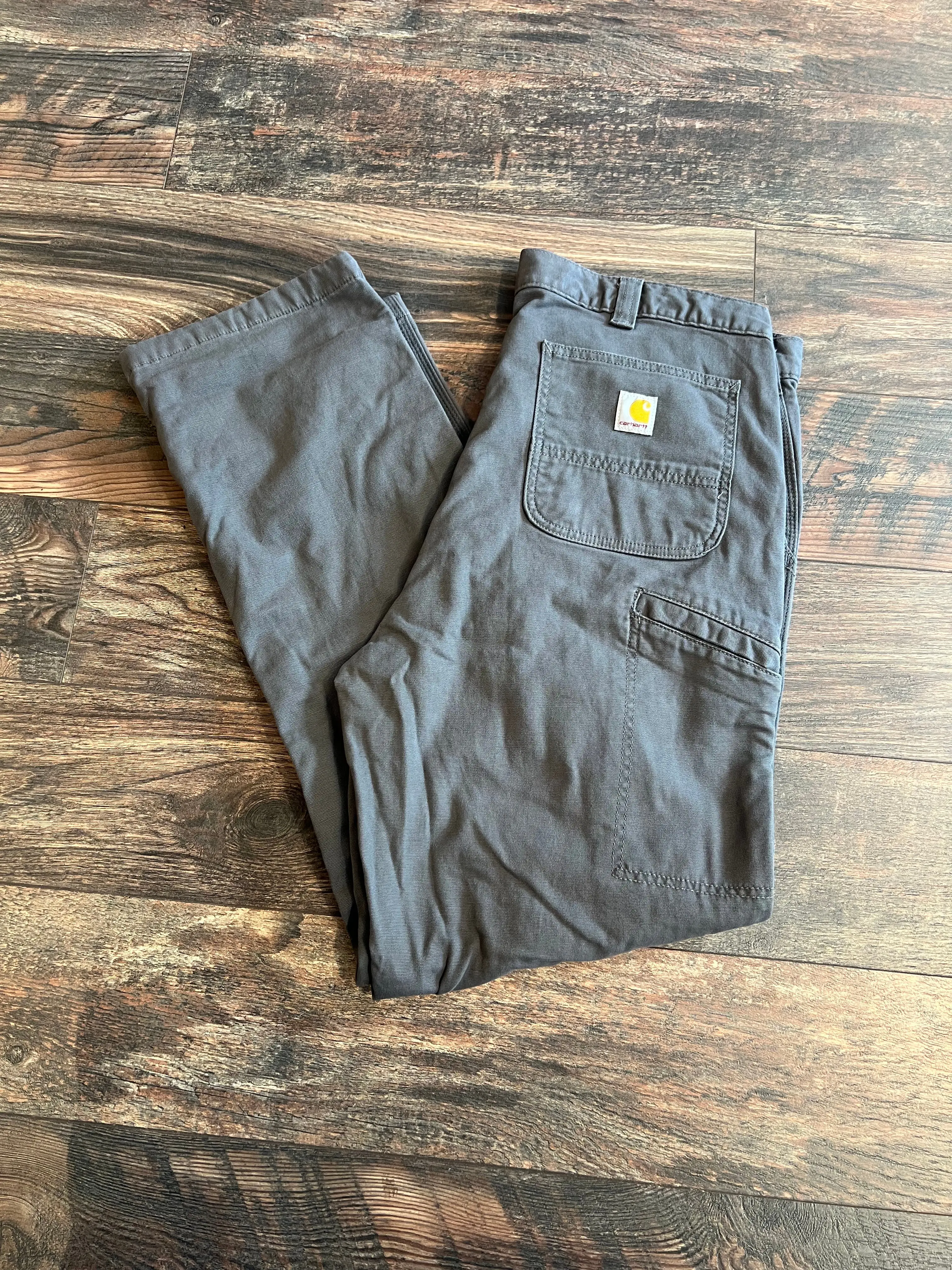 Men's Gray Rugged Flex Flannel Relaxed Fit Loose Cut Casual Pants - Comfy Work Bottoms with Plain Design, Menswear Essential, 36X30, 32X34, 42X32, 38X32, Casual Everyday Workwear, Trouser, Casual Trousers, Work Pants