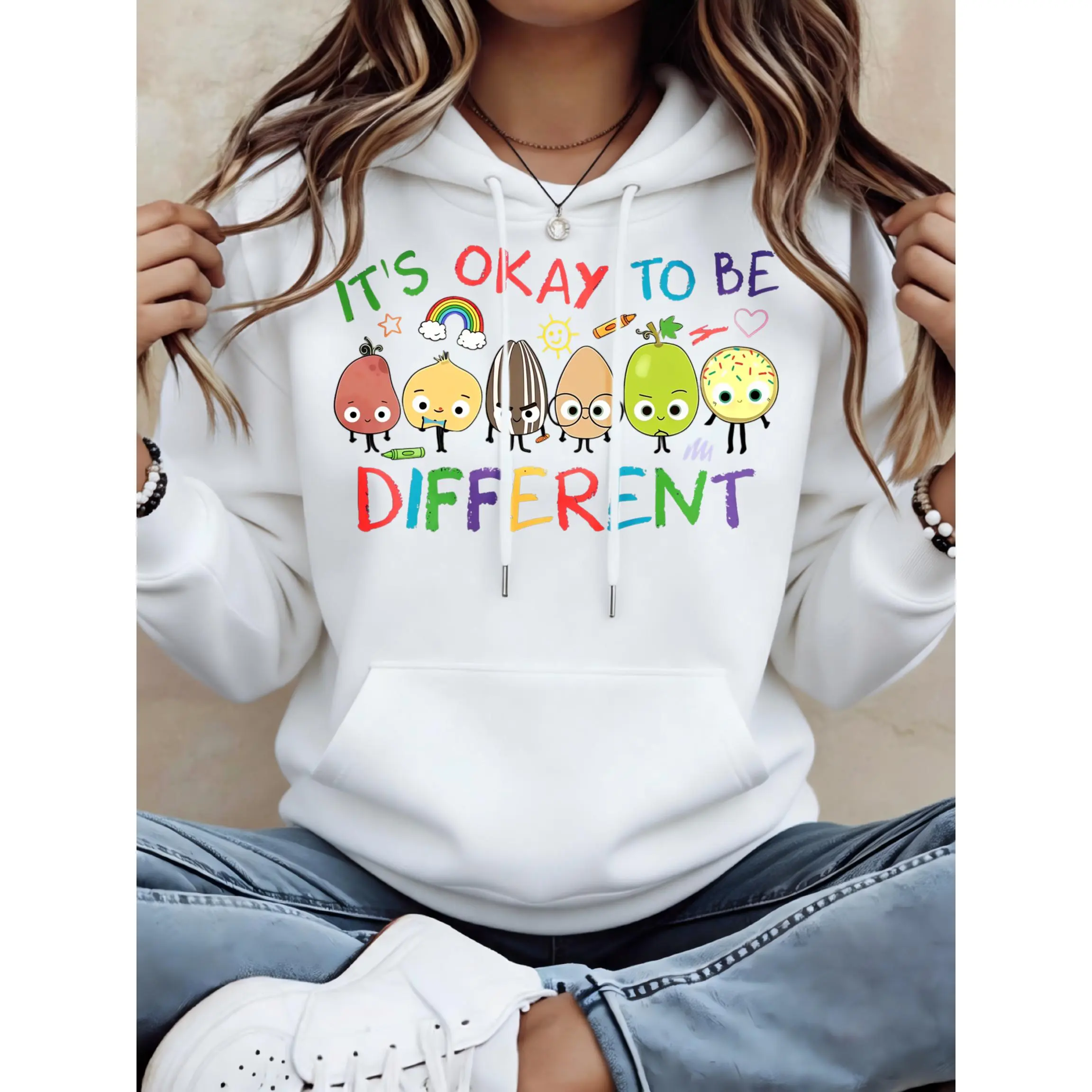 Women's Its Okay To Be Different Unisex Oversized Hoodie | Soft Breathable Cotton Blend Pullover | Trendy Cozy Loungewear & Streetwear For Daily, Gym, Travel & Fall Vibes