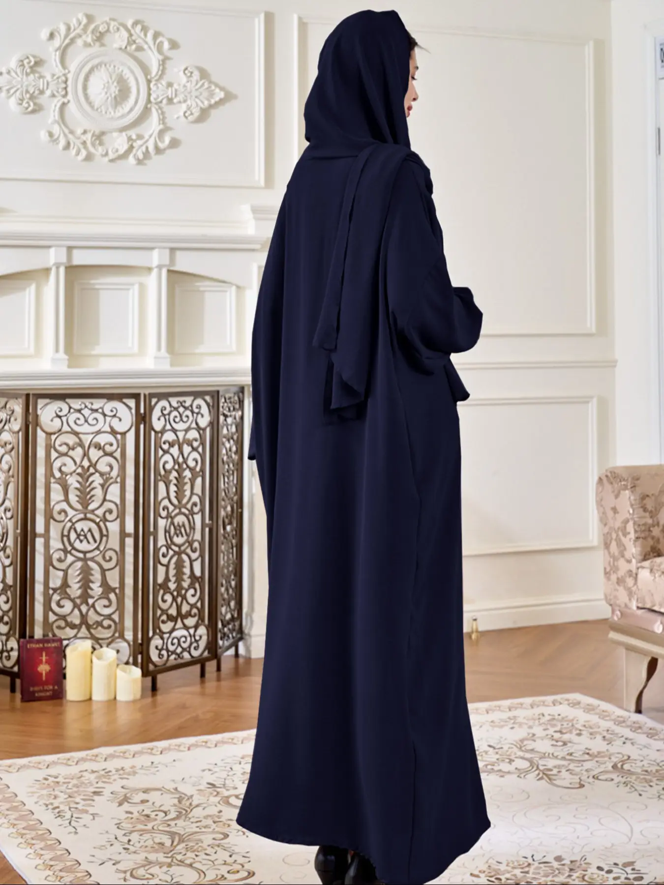 Women's Plain Abaya Dress with Headscarf, Loose Fit Long Robe Gown, Elegant Muslim Fashion, Comfortable and Stylish Clothing, Abayas For Eid