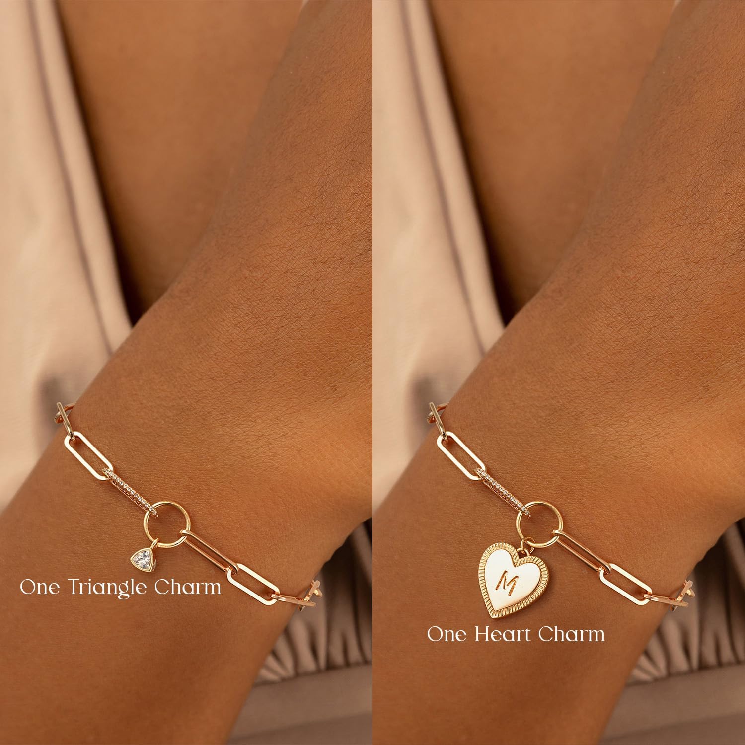 Fettero Valentines Day Gifts for Women - Gold Initial Bracelets for Women Trendy Gold Plated Heart Letter A-Z Charm Bracelets Paperclip Chain Personalized Jewelry Birthday Gifts for Her