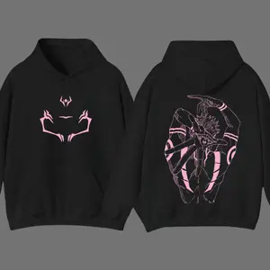 Ryomen Sukuna Signature - Jujutsu Kaisen Anime Double Oversized Hoodie Unisex Anime, Anime Lover Cotton Fabric men gifts Menswear Top jjk merch Seamless Tshirt jjk merch graphic tees Classic Prints Smooth Streetwear Black Casual Round Neck Crewneck