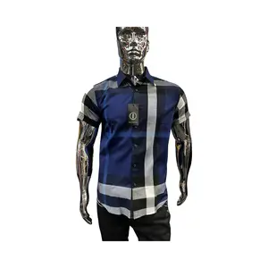 Camisa de Cuadros Azul Marino Casual para Hombre