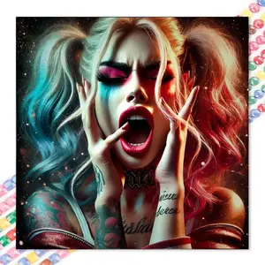 1 DIY diamond painting kit, 5D diamond art kit, DIY decoration, two-color ponytail, tattoo, fingers. Full round diamond diamond painting kit, mosaic, diamond art, DIY art home decoration, suitable for Christmas. Galaxy