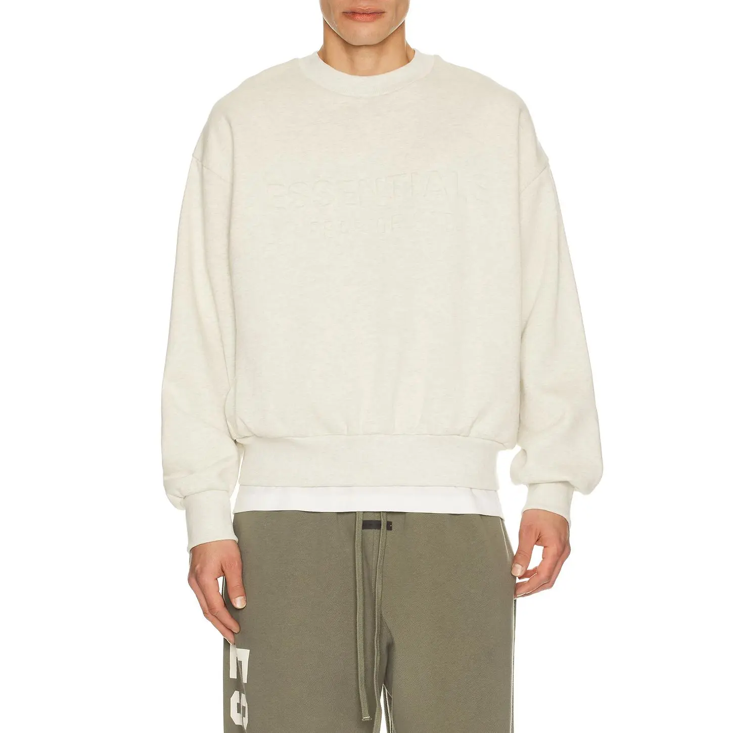Fear of God ESSENTIALS Classic Crewneck Sweatshirt in Oatmeal Heather Fear of God ESSENTIALS Classic Crewneck Sweatshirt in Oatmeal Heather