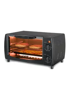Commercial Chef 10L Toaster Oven, Pizza Oven with Toast, Bake, Broil, & Keep Warm, 4 Slice Toaster with Top & Bottom Heaters, 9" Pizza Cooker for Kitchen Countertop, 1000W, CHTO40B, Black