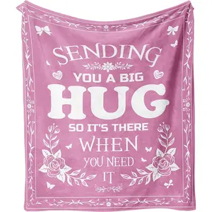 Breast Cancer Gifts for Woman, Get Well Gifts for Women After Surgery, Thinking of You/Sympathy Gift for Loss of Loved One, Healing Pink Hug Soft Blanket for Elderly & Adults,