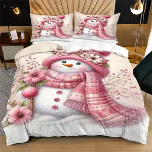 Delicate Cute Christmas Snowman Duvet Cover Set (with 1-2 Pillowcases), Top Christmas Gift Pick, Trendy Bedding Creates Timeless Festive Vibe, Bedroom Bedding Set