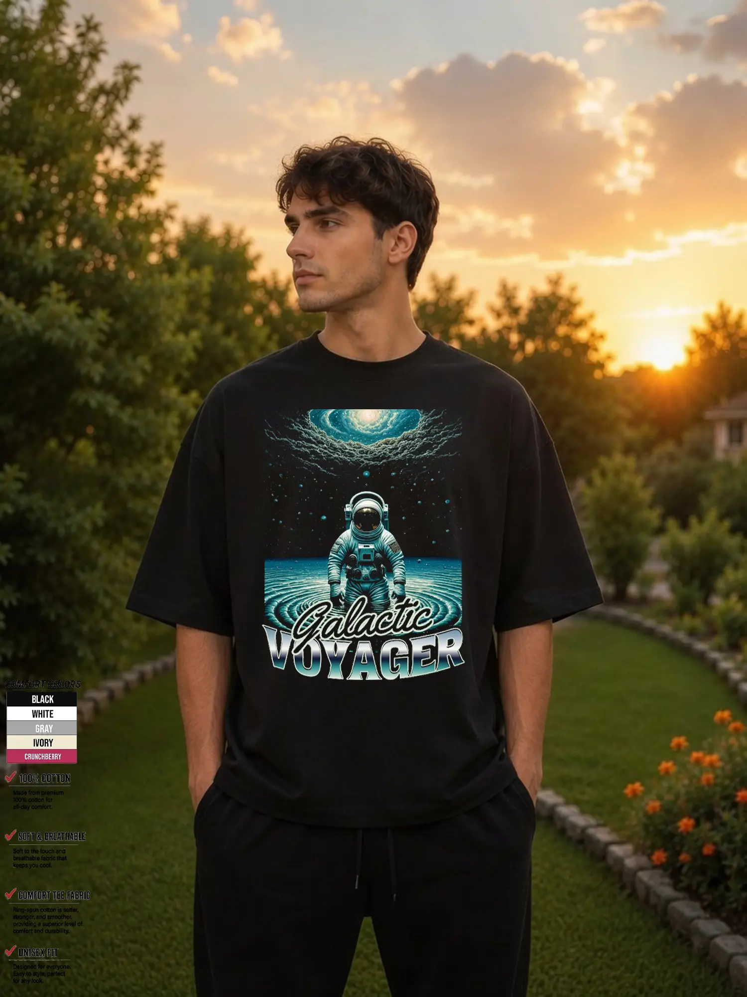 Astronaut Oversized Graphic T-Shirt, Space Streetwear Tee, Astronaut Washed Cotton Shirt, Galaxy Cosmic Aesthetic Outfit, Unisex Casual Drip, Gift For Space Lovers