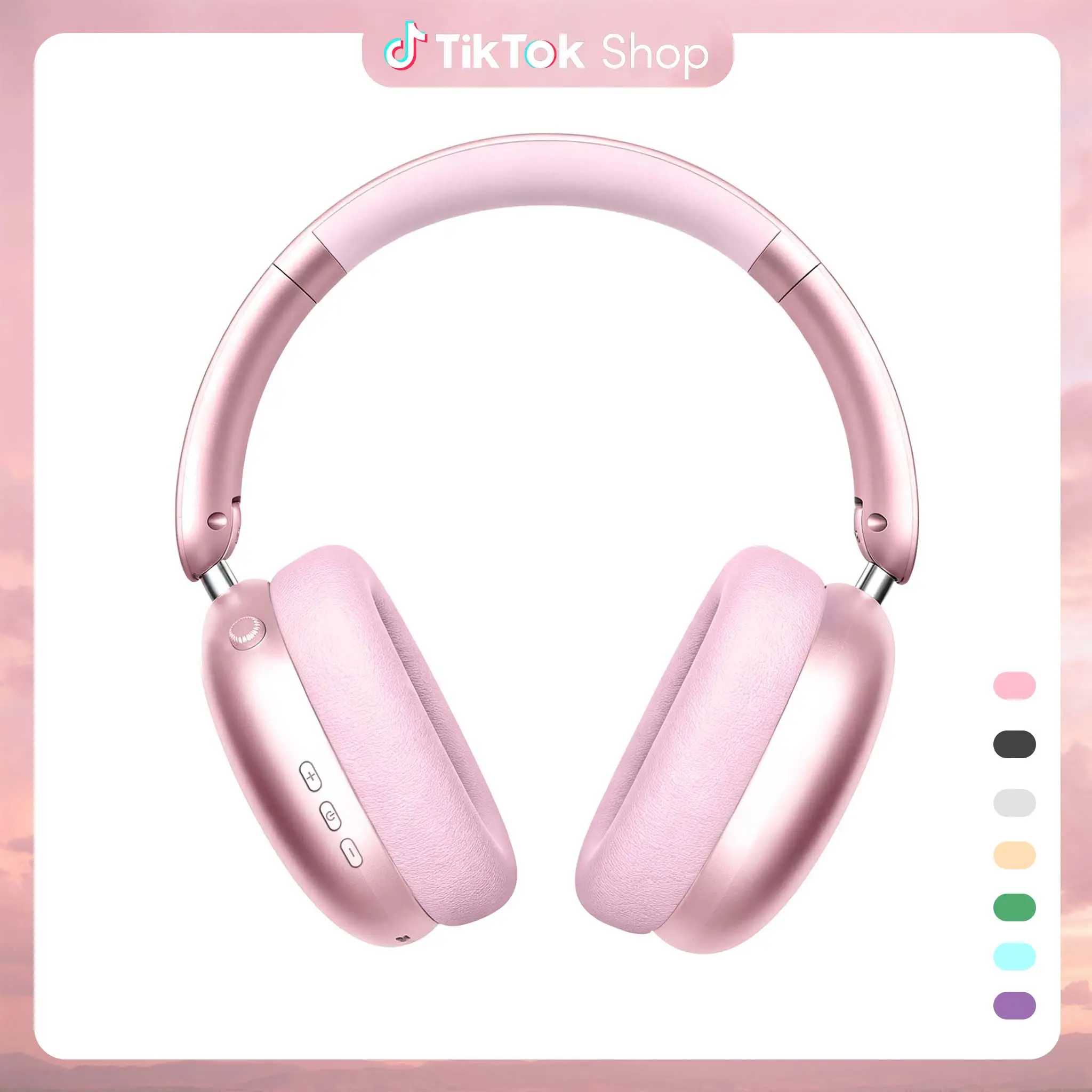 Newly upgraded Y10 ANC Noise Cancelling Headphones,Lightweight Wireless  50-Hour Playtime. Soft Memory Foam.Cherry blossom pink, dance/work/subway/competition/office/housework/shopping/various scenes.TIKTOK wireless /bluetooth 6.0 headset Hi-Fi Sound.