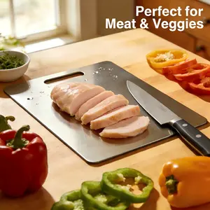 Premium Stainless Steel Cutting Board, Food Grade Double-Sided Chopping Board for Modern Kitchens, Scratch-Resistant, Odorproof, Easy-to-Clean, Durable, Ideal for Meat & Produce, 2026 Black Friday Essential, Christmas Gift for Culinary Enthusiasts