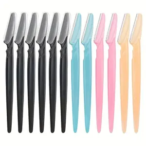 Eyebrow Trimmer Set, 12pcs/set Gentle Plastic Eyebrow Shaping Tool, Facial Hair Shaving Tool, Eyebrow Razor for Women & Girls
