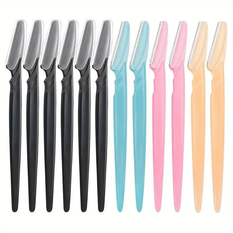 Eyebrow Trimmer Set, Eyebrow Styling Kit, 12pcs/set Gentle Plastic and Stainless Steel Eyebrow Shaping Tool, Eyebrow Makeup Tool, Facial Hair Shaving Tool, Eyebrow Razor for Women & Girls