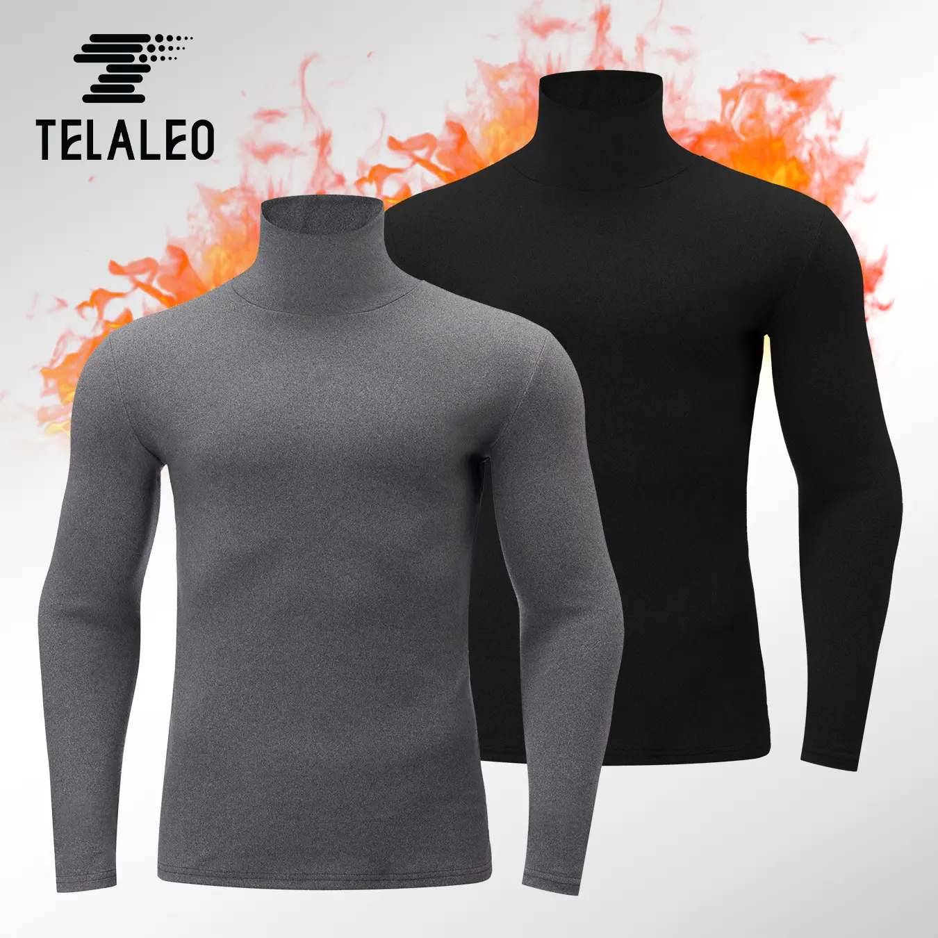 TELALEO 2 value pack Men’s High Neck Fleece Lined Top – Thermal Long Sleeve Turtleneck Shirt, Double Sided Warm Pullover for Fall & Winter outdoorfun