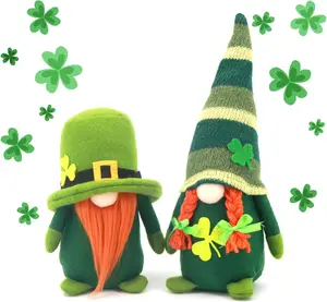 St. Patricks Day Gnome Plush Doll Handmade Irish Elf Scandinav Home Ornaments Tabletop Green Leprechaun Clover Figurines Gifts Decor Spring Decoration