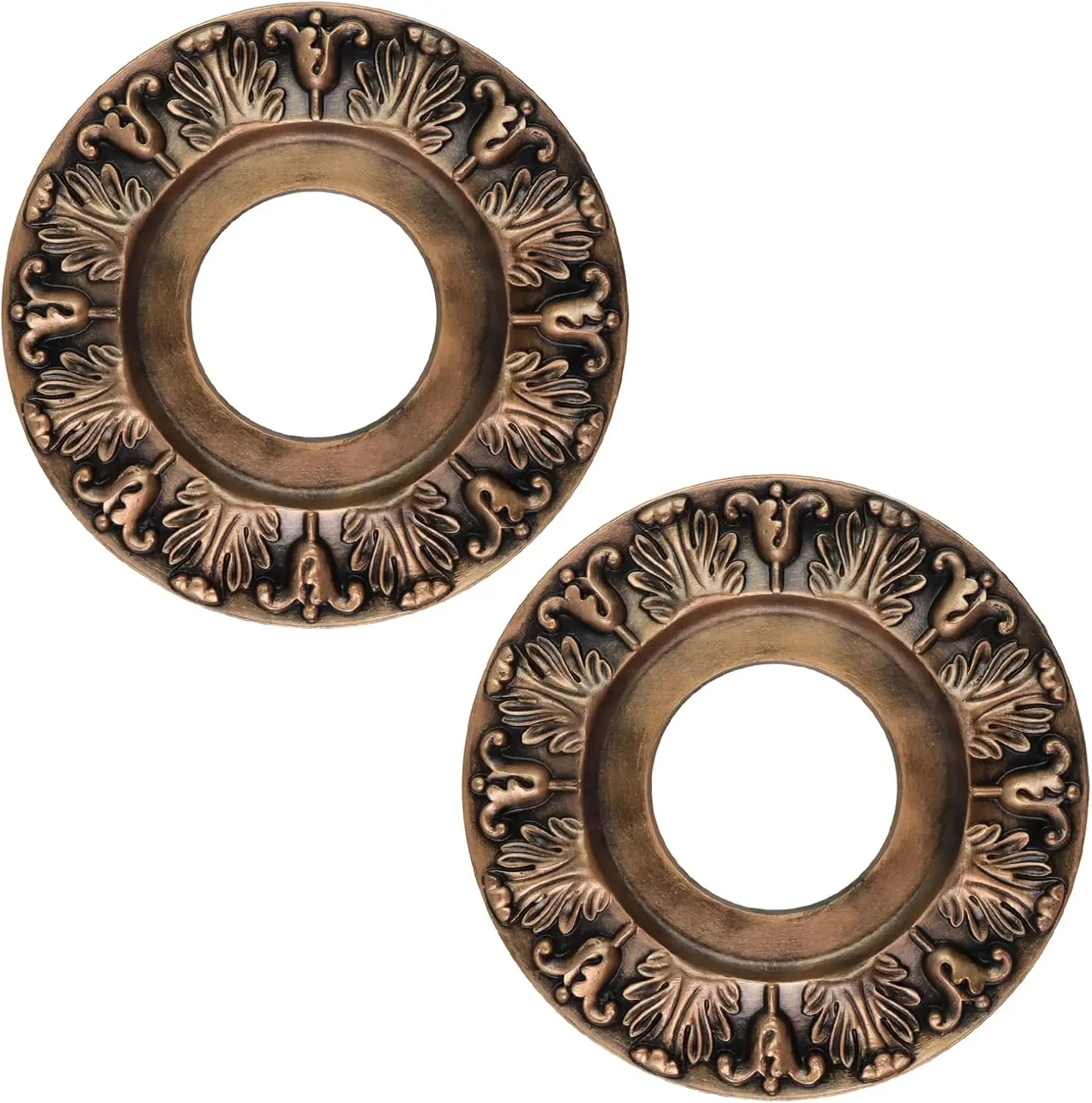 2PCS Ceiling Light Medallion, Ceiling Fan Medallions for Light Fixtures, 10"OD x 4"ID Bronze Tone PU Home Lighting Ceiling Cover Plate (Style D)