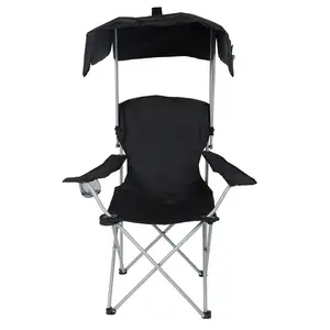 Folding Chair with Sunshade,Foldable Beach Canopy Chair, Heavy Duty Sun Protection Camping Chair with Steel Frame,Lawn Patio Chair with Cup Holder,for Outdoor Beach Camp Park Beach