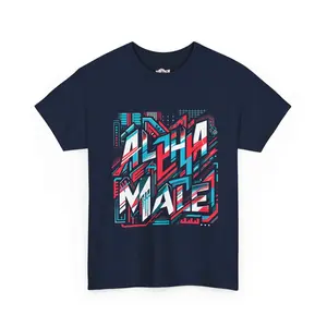Alpha Male Heavy Cotton Tee - Retro Arcade Style Graphic Tee