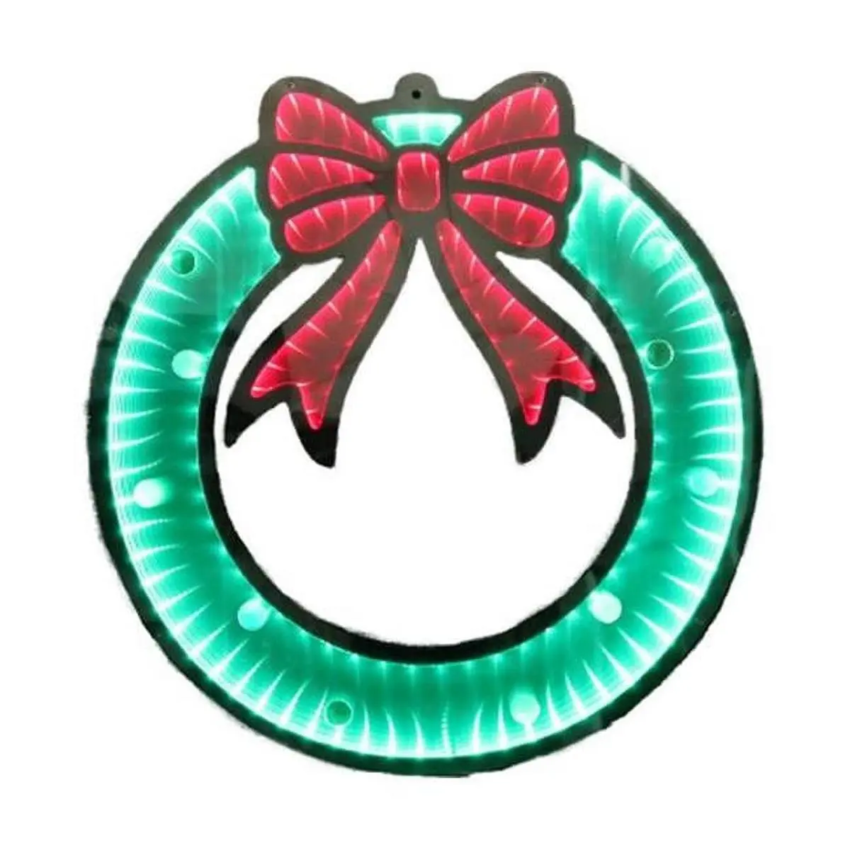 Windmax International G48 73914SHZX Christmas Hangable Wreath Set - 30.5x0.625x32 in, Multi-Color 226 LED Tunnel Mirror Decorative Lights with Black Wire, Lightweight 3D Color Artificial Boxwood Hanging Decor for Holidays Home Wall