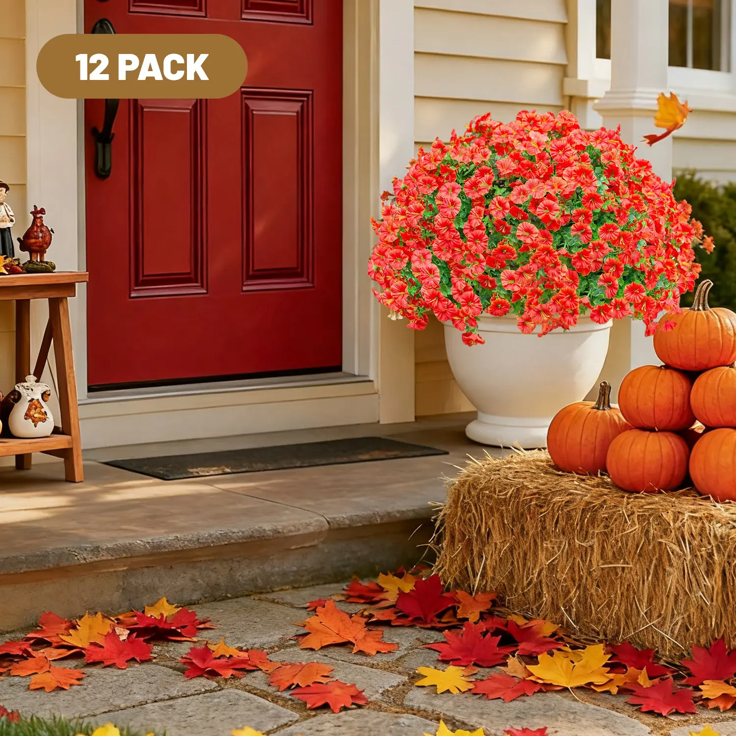 Artificial Flowers for Outside UV Resistant Artificial Outdoor Flowers, Orange Faux Daisy with Eucalyptus Leaves for Planters Porches Patios Yards Decor for Summer Porch Patio Planters, New Home Garden Decor & Moving Season, summerwins Deals For You