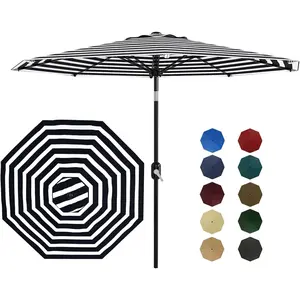 GarveeLife 9FT Patio Umbrella Outdoor, Table Umbrella with Push Button Tilt and Crank, 8 Sturdy Ribs UV Protection Waterproof for Garden, Pool, Market, Deck