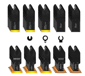 50 count Titanium Oscillating Tool , Curved Edge Oscillating   for Metal, , Plastic, Quick Release Multi Tool  Compatible with  Milwaukee Ryobi Rockwell Fein