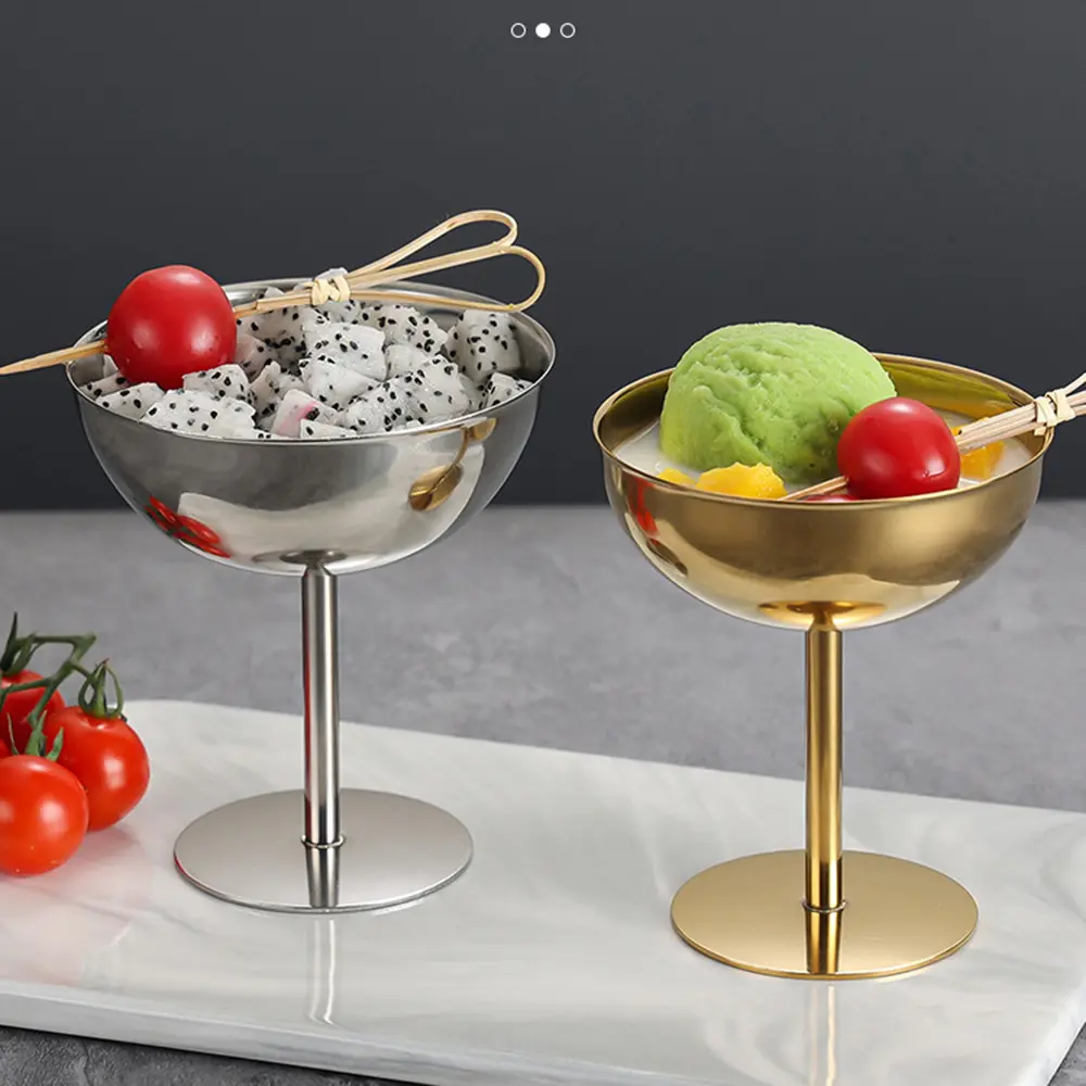 1PC/2PCS ,Stainless Steel Ice Cream Cups, High Foot Dessert Glasses for Bars & Ktvs, Margarita Cocktail Glass, Stylish Drinkware, Drinking Glasses, Party Accessories