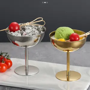 1PC/2PCS ,Stainless Steel Ice Cream Cups, High Foot Dessert Glasses for Bars & Ktvs, Margarita Cocktail Glass, Stylish Drinkware, Party Accessories