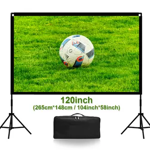 Projector Screen All-in-One Indoor & Outdoor | 4K HD 100-120inch Foldable – Wrinkle-Free, Tripod Base, 9lbs Ultra Portable for Backyard Camping Travel & Living Room Movie Nights