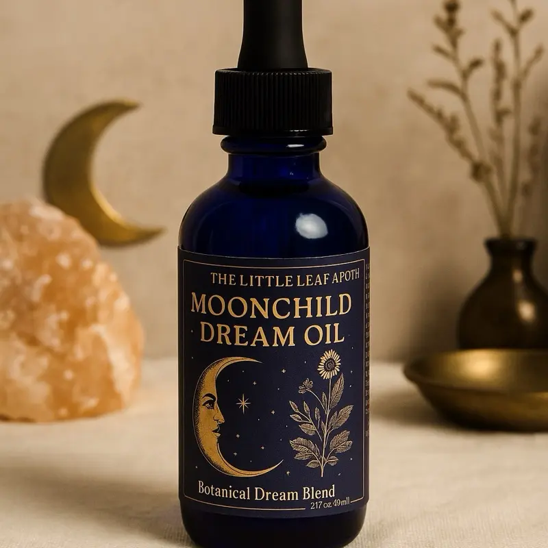 The Little Leaf Apothecary Moonchild Dream Oil 2 fl oz - Calming Botanical Blend for Peaceful Sleep & Lucid Dreaming