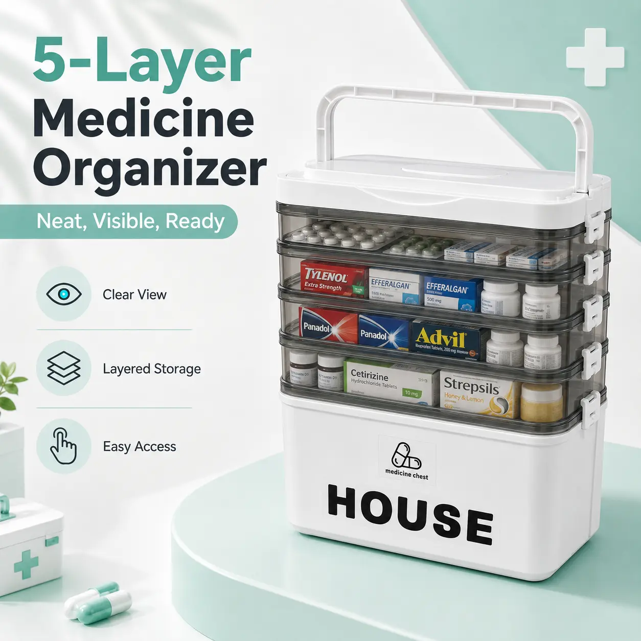 Multifunctional Plastic Sewing Craft Organizer Storage Box with Lid - Dustproof Compartments, High-Capacity Containers with Lids for Organizing, Plastic Bins for Organization, Home/Office Organizer Storage Solution for Sewing Tools, Art Supplies