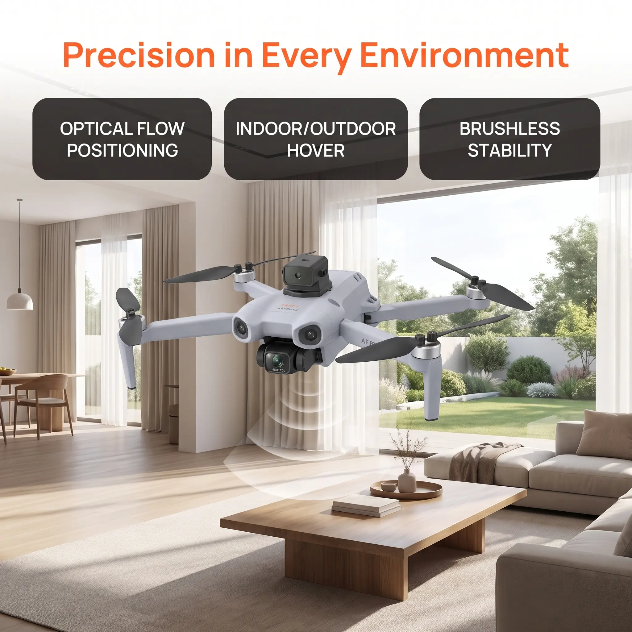 CJCMALL i7PRO Brushless Foldable Drone: Dual cameras, 4-channel 2.4GHz remote controller, obstacle avoidance, 12-minute flight time, suitable for beginners and ideal for outdoor use in summer.