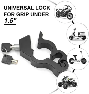 Motorcycle Handlebar Lock, Anti-Theft Brake Throttle Grip Lock, Universal Aluminum Alloy Security Lock for Motorcycles, Scooters, ATVs & Dirt Bikes