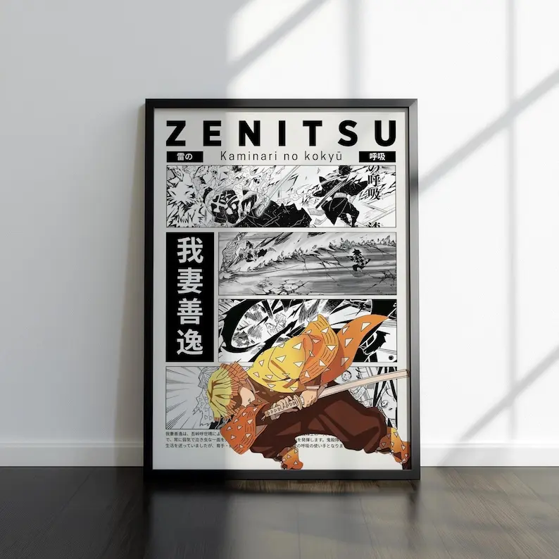 Zenitsu Demon Slayer Anime Poster Unframed Poster Unframed, Zenitsu Manga Poster Unframed, Gift For Demon Slayer Fan, Gift for Anime Fan, Home Wall Decor, Manga Poster Unframed