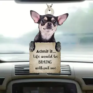 Cute Dog Design Car Rearview MirrorHanging Ornament, Multipurpose 2D Acrylic Car Interior Decoration, Car Rearview Mirror Pendant, Universal CarInterior Accessories