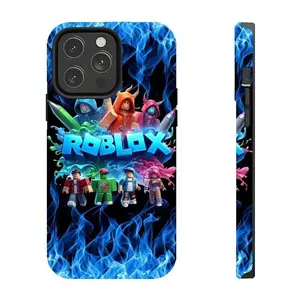 Roblox Blue Flame Graffiti Tough Phone Case Gamer Aesthetic Protective Cover For iPhone 11-17 Pro Max/Plus & Samsung Galaxy S23-S25